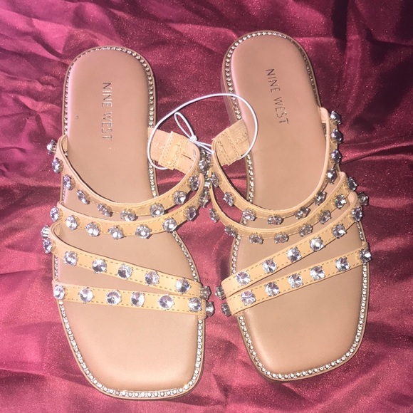 Nine west | rhinestone bling tan sandal - Picture 1 of 3